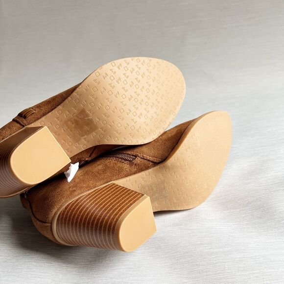 Dolce Vita DV8 Tan Brown Suede Ankle Boots Western Whipstitch Block Heel 6.5 New - Picture 5 of 8